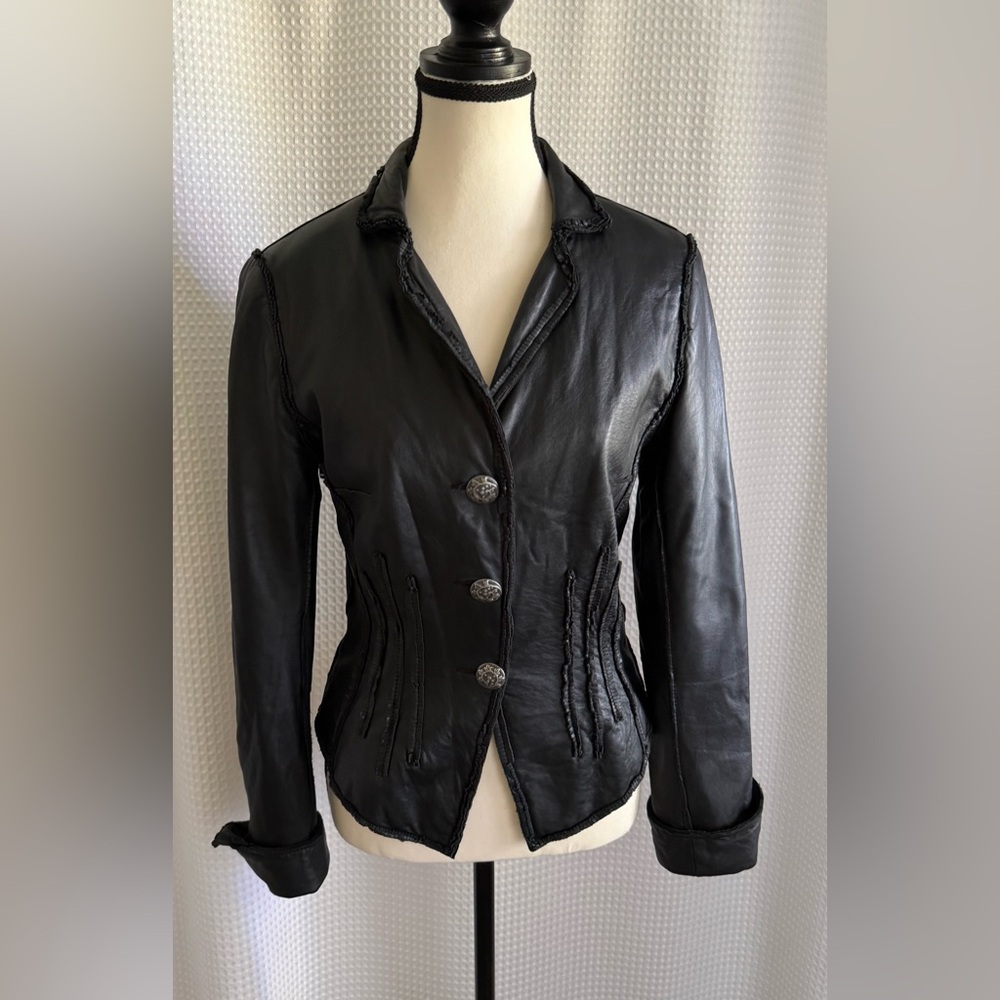 DANIER Y2K black leather Jacket size XS